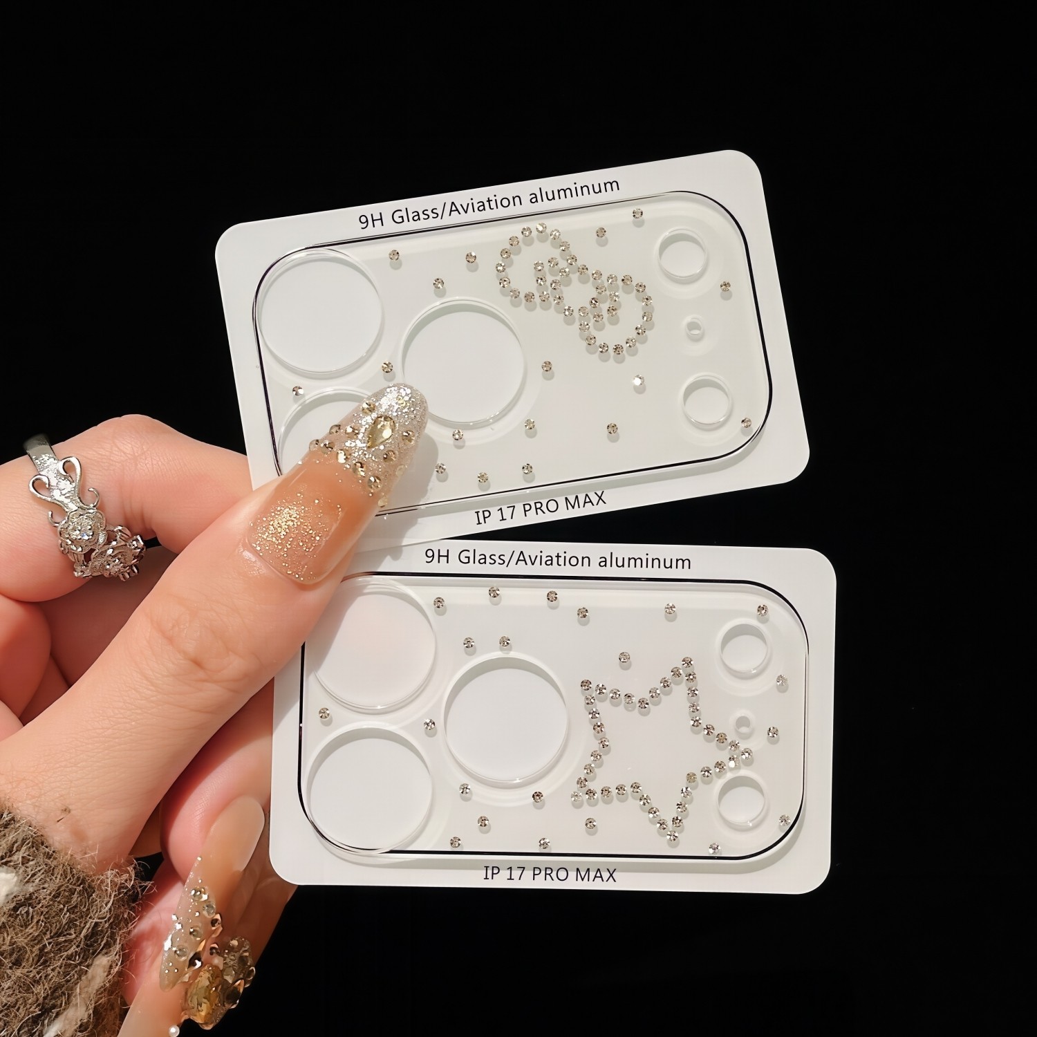 ins风闪钻雕刻高级感爱心蝴蝶结五角星镜头膜适用iPhone17