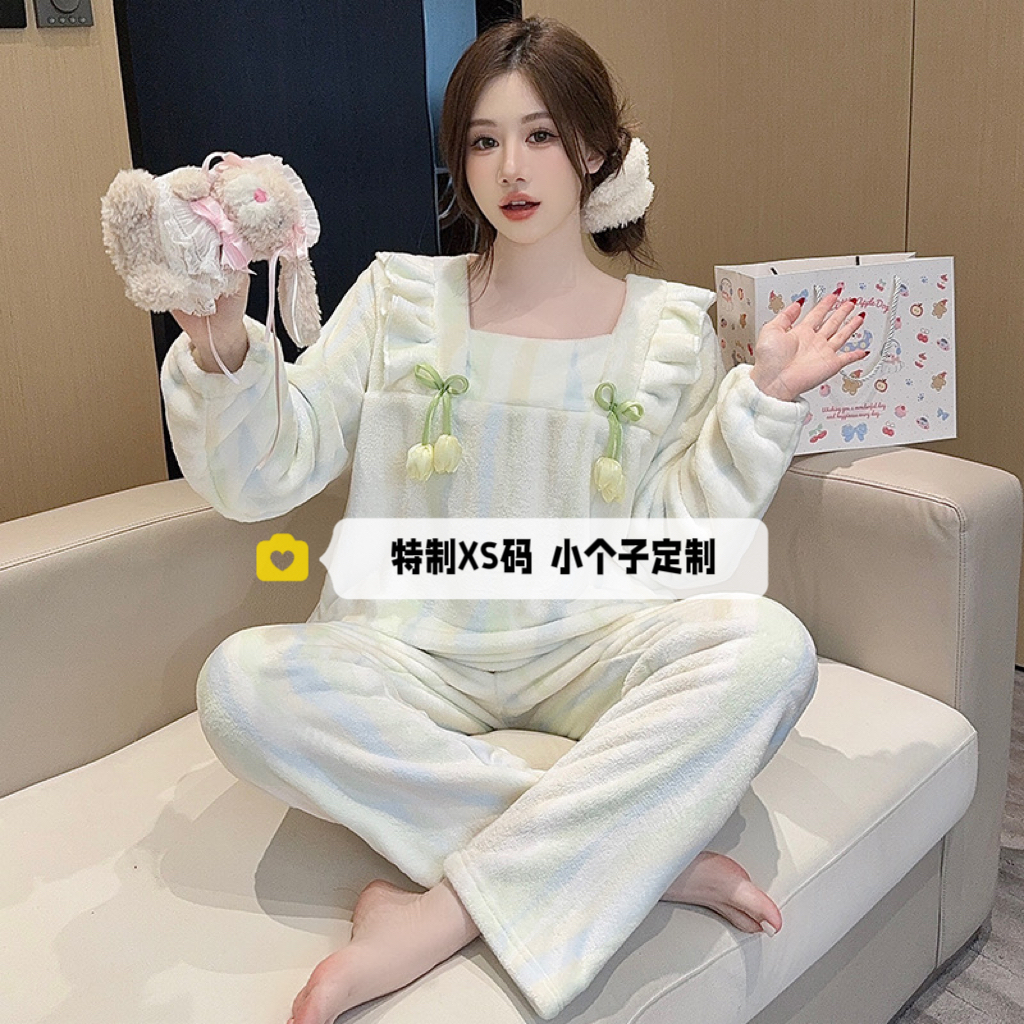 150cm小个子冬季法兰绒睡衣套装