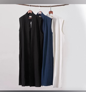 套装 中国风男装 马甲汉服禅修古风坎肩氨纶男马褂长衫 中式 复古男士