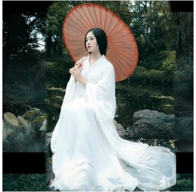 广袖拖尾飘逸汉服魏晋风古装