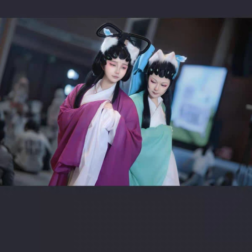 新款现货原创服coc京剧猫小青长直裾古风花旦水鬓简易款oc衣服