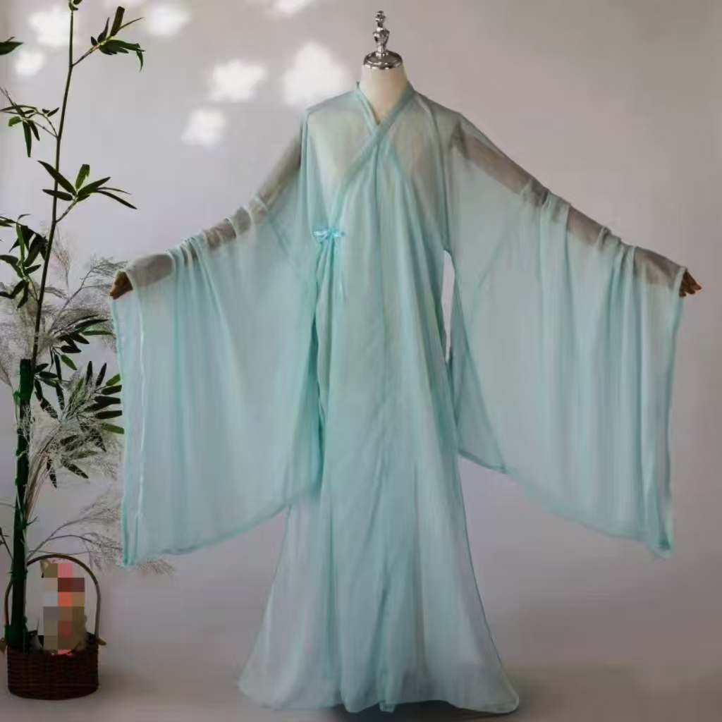 现货古风白色男女装中衣内搭配道袍直裾百搭单件汉服大袖交领里衣