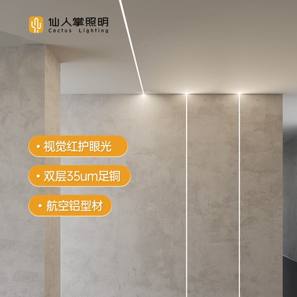 仙人掌照明嵌入式线形灯条卧室暗装铝槽线性LED灯带客厅线型灯