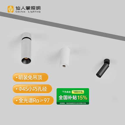 【全国补贴】仙人掌照明45mm可调角明装led免吊顶防眩极简射灯