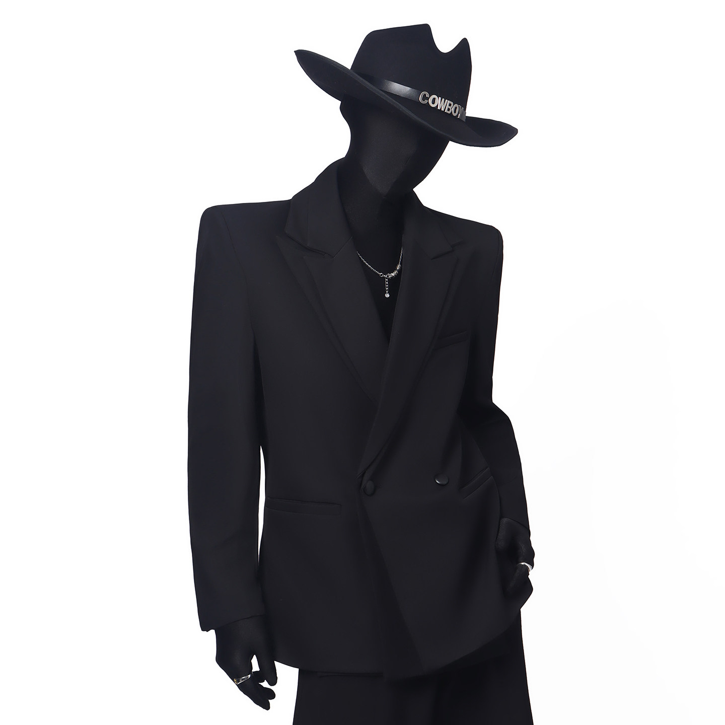 BlackClothes新品小众假两件设计西装外套廓形西服黑色垫肩休闲潮