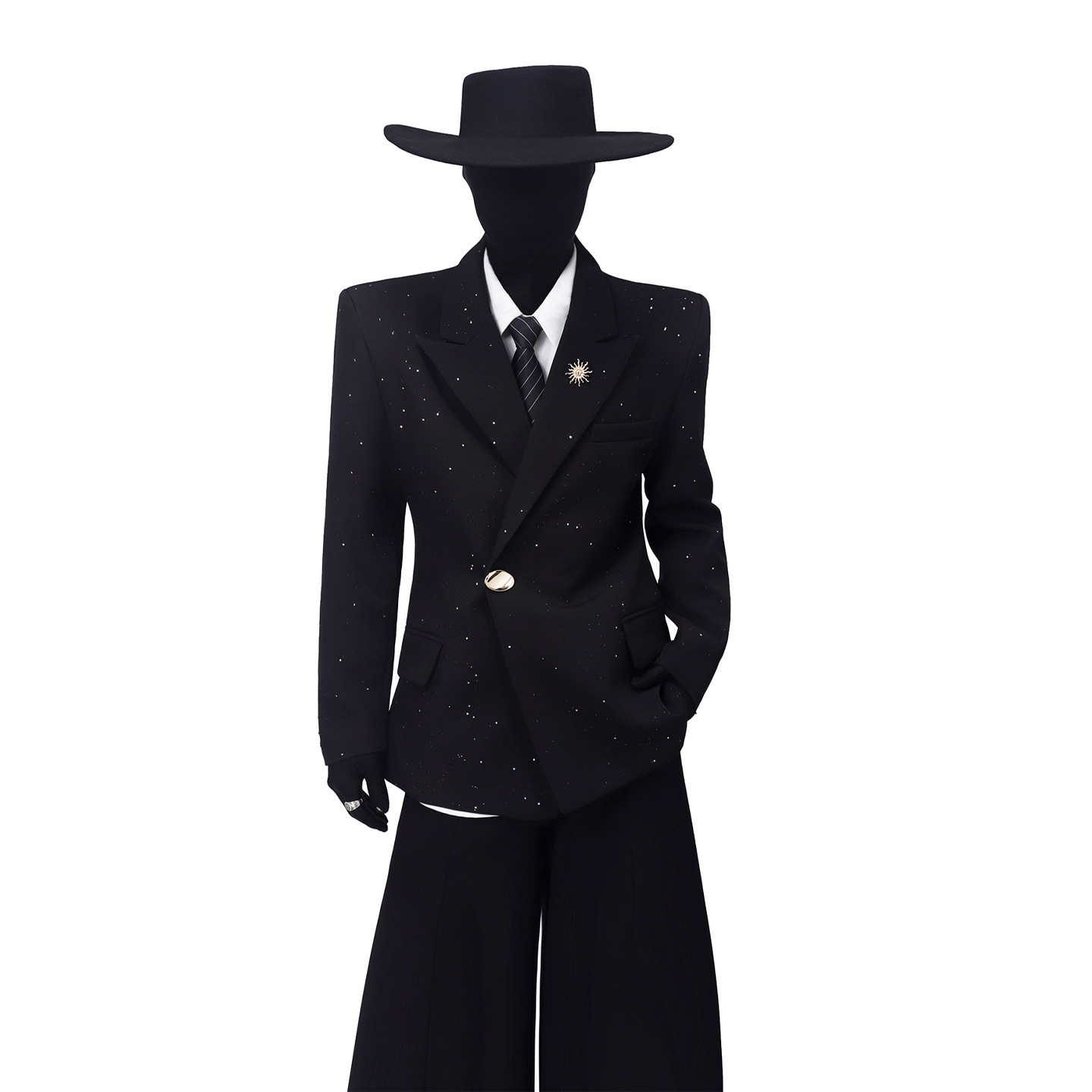 BlackClothes小众烫金满天星西装外套男痞帅垫肩廓形休闲收腰西服