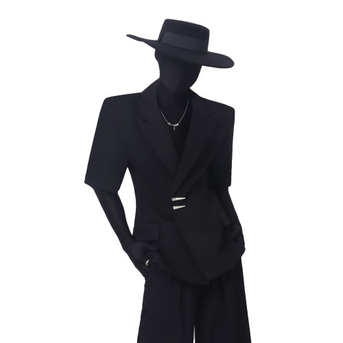 BlackClothes男夏收腰短袖西装