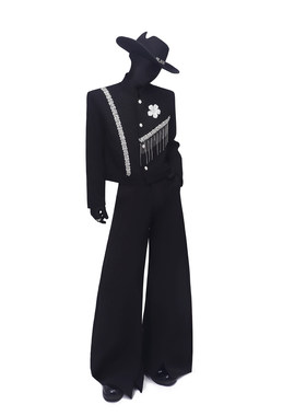 BlackClothes高定轻奢系列流苏水钻短款西装上衣立领长袖西服男士