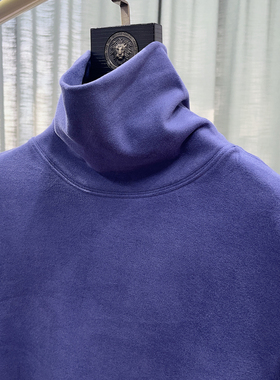 蓝色加绒加厚高领长袖T恤男士双面绒内搭保暖发热德绒纯色打底衫