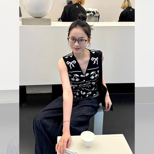 清仓捡漏品牌撤柜小香风冰丝针织马甲开衫 坎肩背心上衣 女夏季 无袖