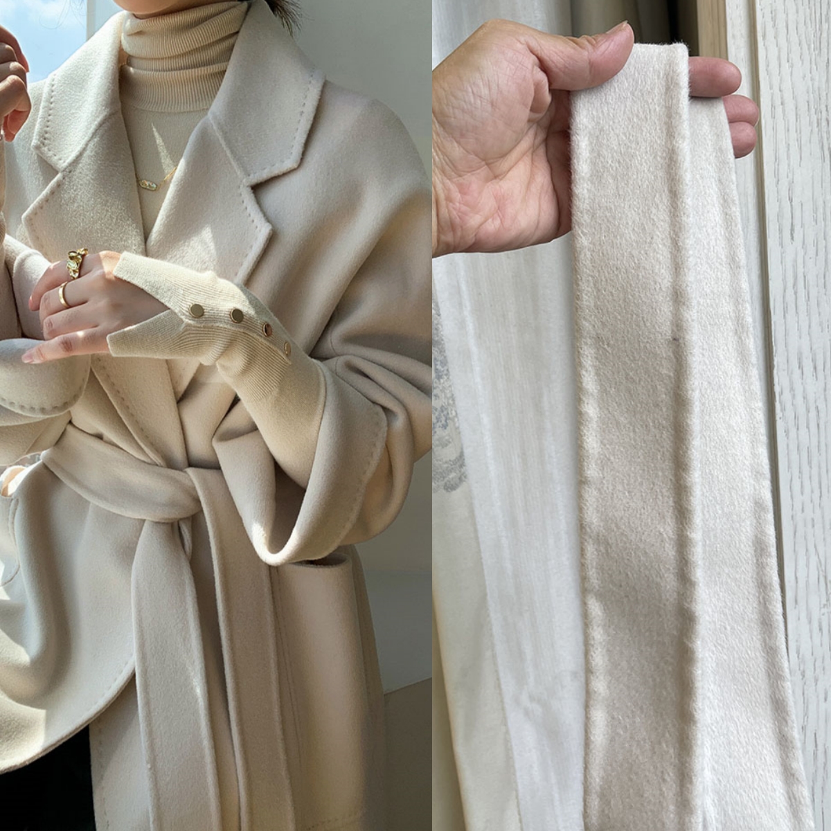 双面呢羊毛大衣配的腰带米色女士大衣腰带 蝴蝶结绑带特价高级感