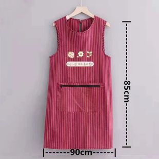 新款家用做饭围裙女拉链兜外穿美甲围裙厨房防油耐磨马甲工作衣服