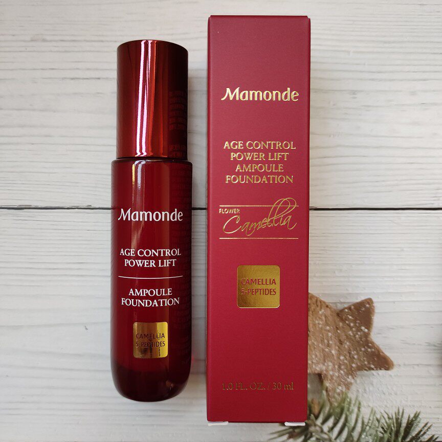 【韩国正品】mamonde梦妆粉底液遮瑕美白亮自然山茶凝时粉底液