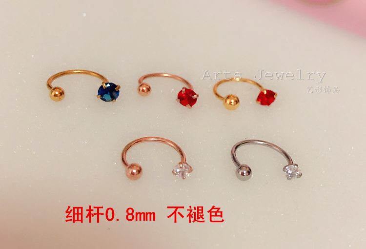 韩版锆石钛钢拧螺丝金色小耳钉