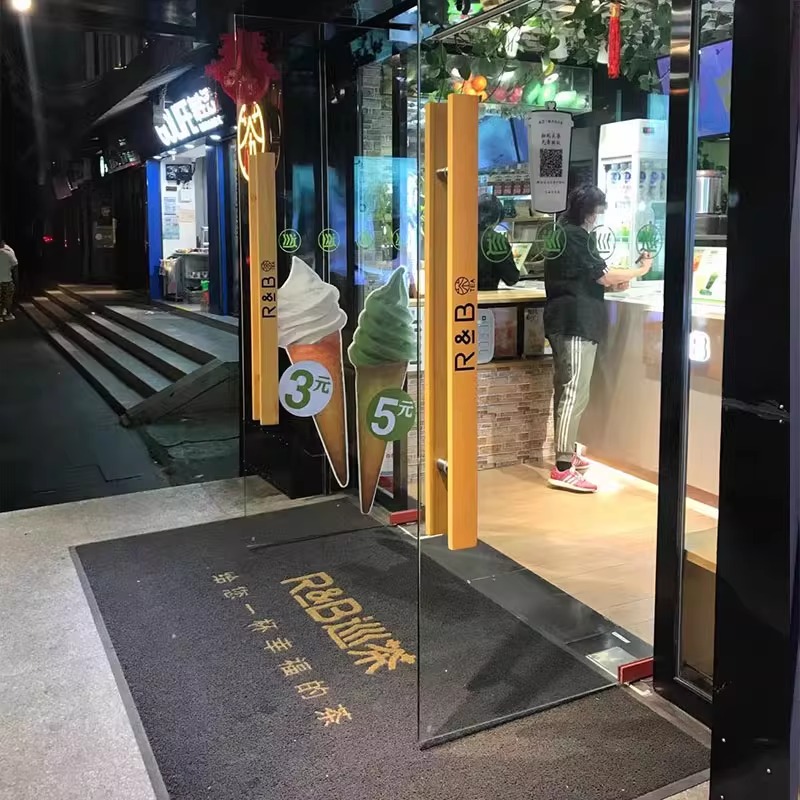 定制玻璃门拉手中式雕刻实木大门酒店原木把手拉手大拉手订做LOGO