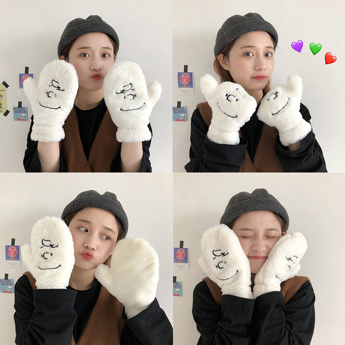 日系ins学生卡通小狗潮全指手套