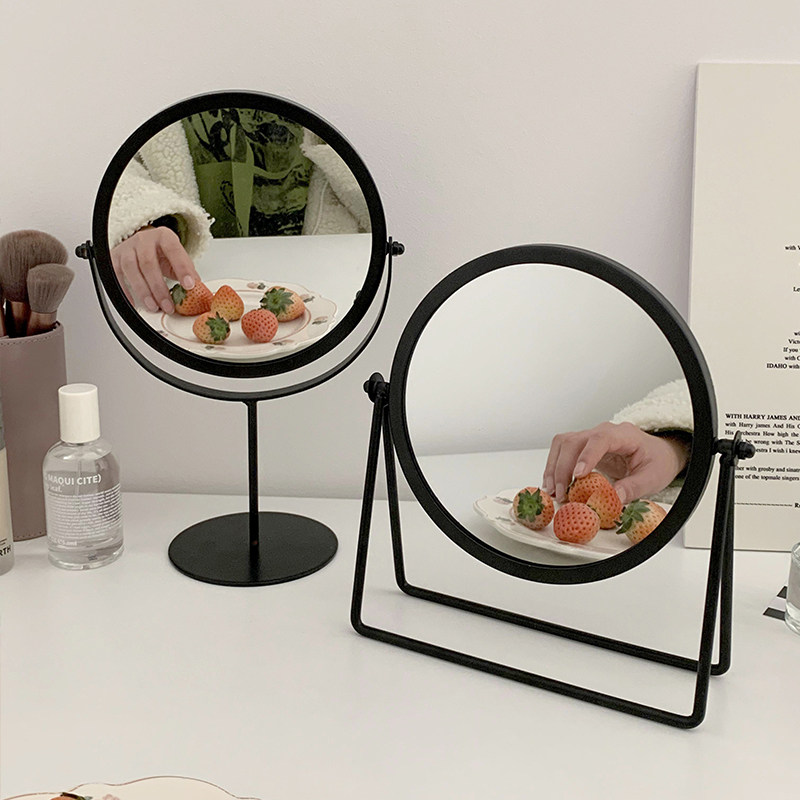 ins风少女心宿舍台式桌面化妆镜复古网红学生旋转公主镜梳妆镜子