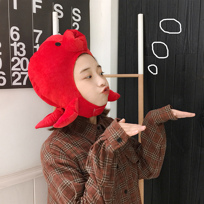 ins网红派对自拍搞怪卡通红色章鱼头套帽少女心可爱卖萌拍摄道具