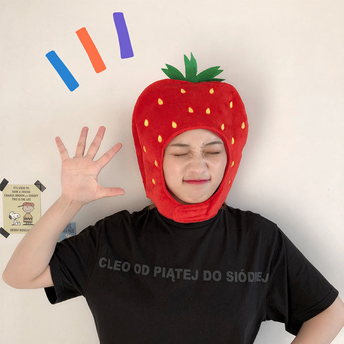 网红ins泰国软萌草莓派对帽子