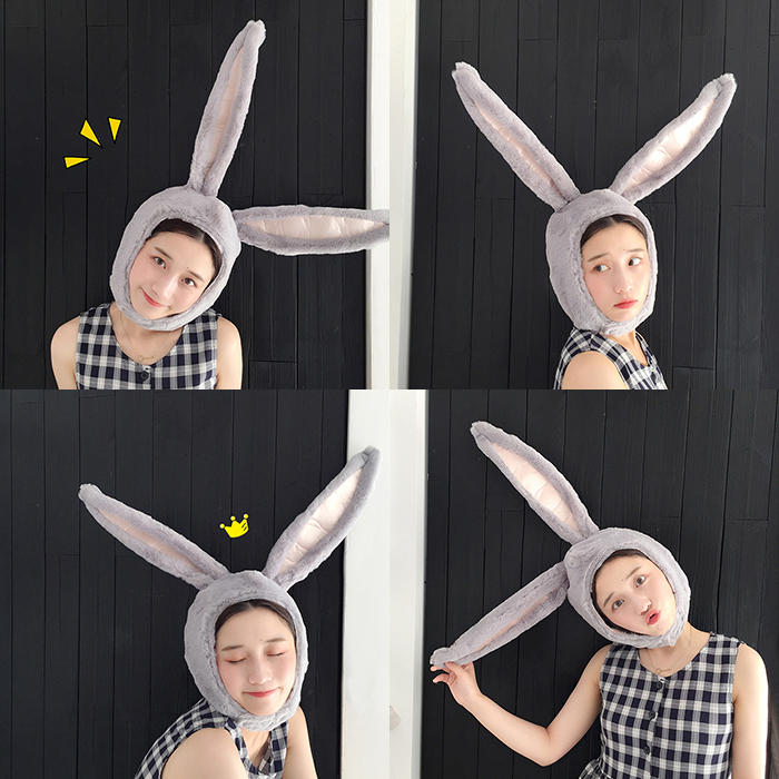 网红帽子少女心卡通兔耳朵头套