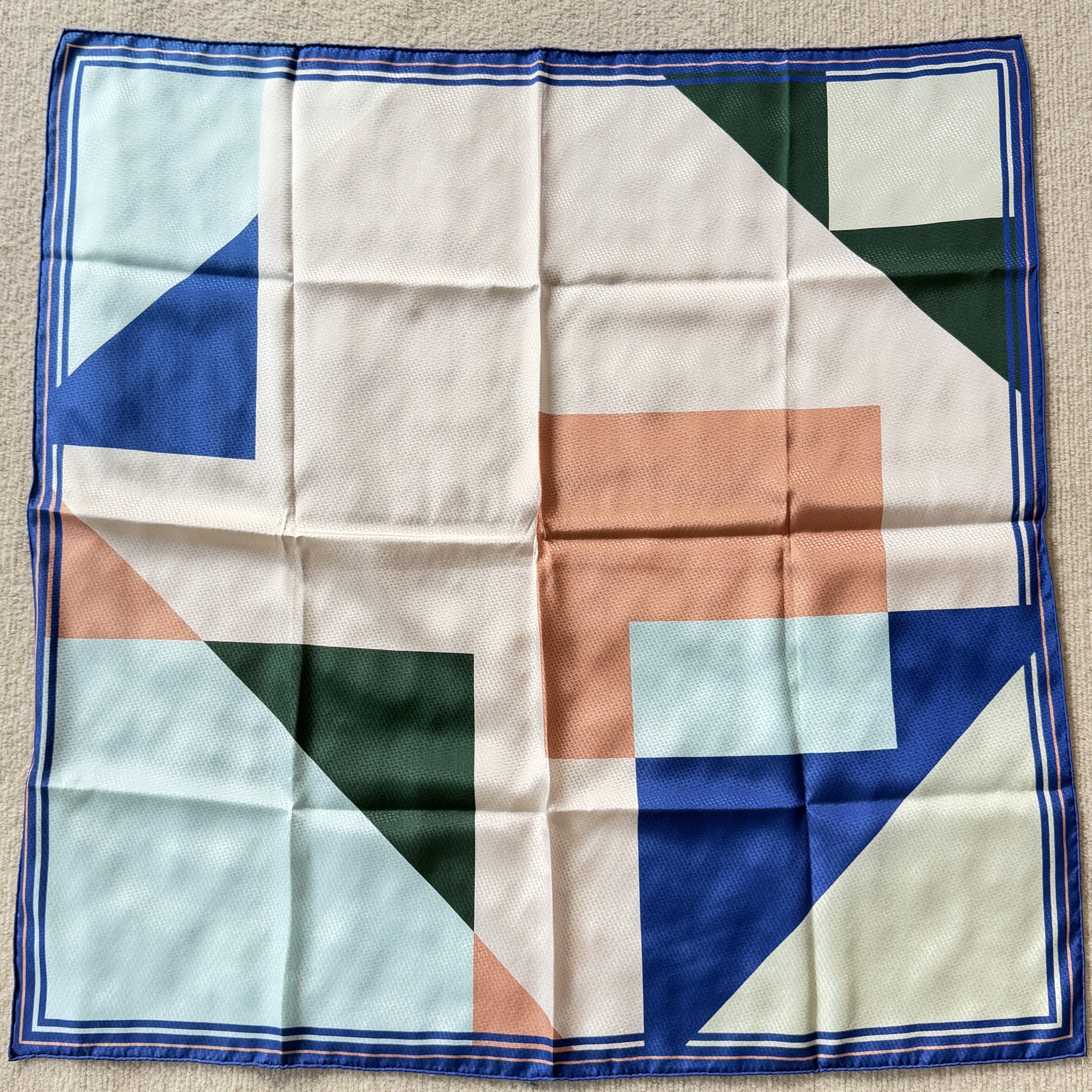 彩色几何90cm提花斜纹大方巾四季时尚通勤百搭围巾真丝丝巾