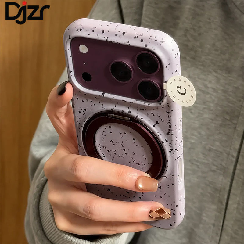 适用iPhone18Promax手机壳女新爆款超薄简约紫色泼墨苹果17pro高级感360旋转磁吸支架外壳16防摔散热15保护套