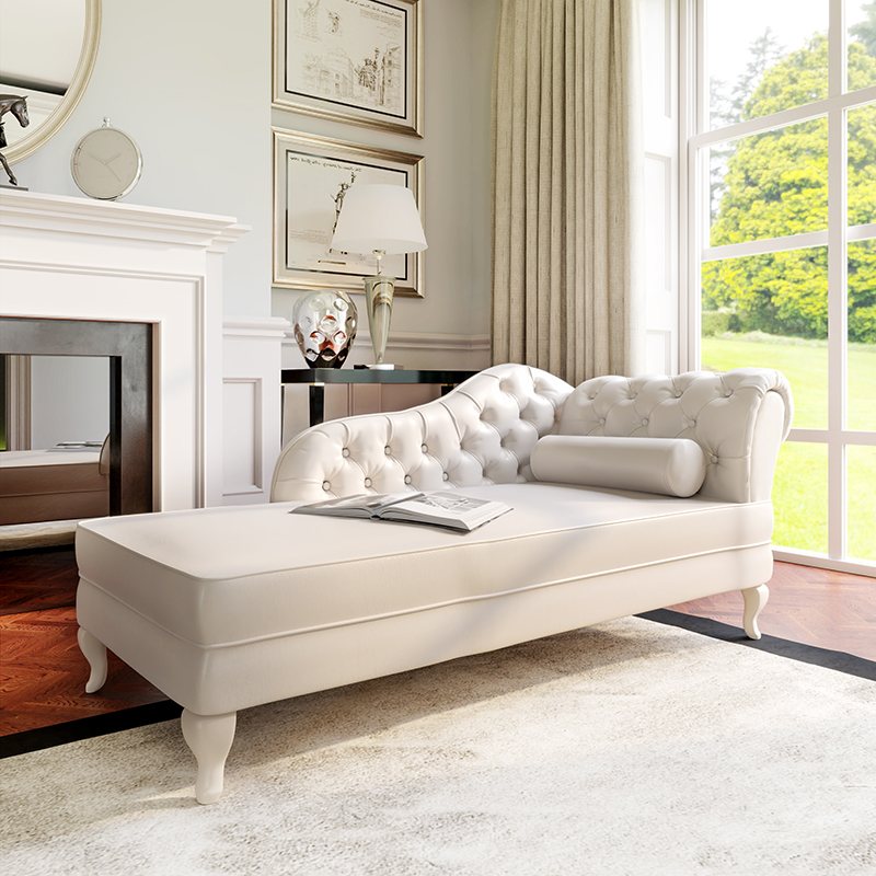 欧式皮艺贵妃椅客厅单人沙发躺椅