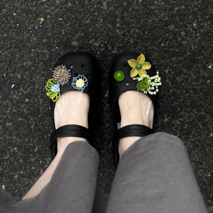 冰青提~夏日串珠花朵洞洞鞋花女可拆卸创意DIY立体鞋扣适配crocs