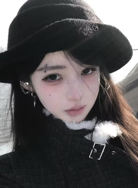 复古赫本风黑色优雅礼帽女秋冬季千金感气质贝雷帽显脸小渔夫帽子