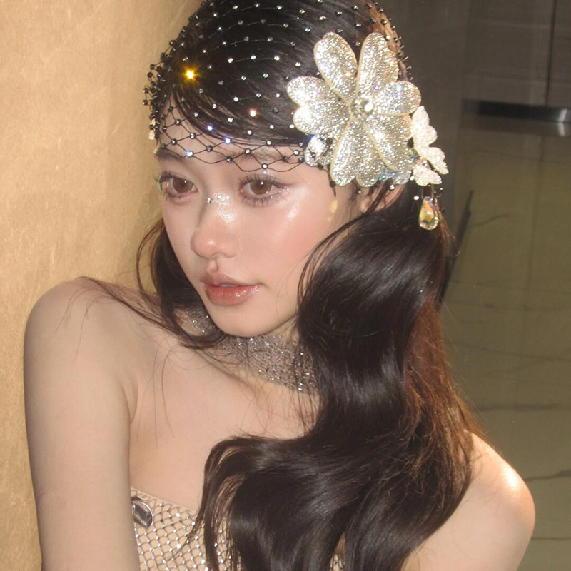 法式优雅气质闪钻花朵头饰发饰女