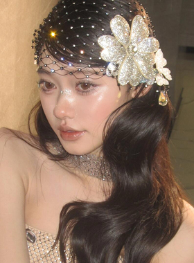 超闪！法式优雅气质水钻花朵发饰女舞台表演走秀公主新娘头饰配饰