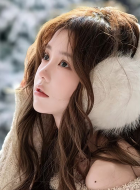 白色毛绒耳罩女冬季滑雪防寒保暖护耳耳包耳捂子骑行防冻耳套耳暖
