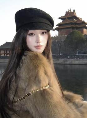 fever同款 高品质黑色羊毛马术帽子女秋冬气质留洋千金贝雷帽礼帽