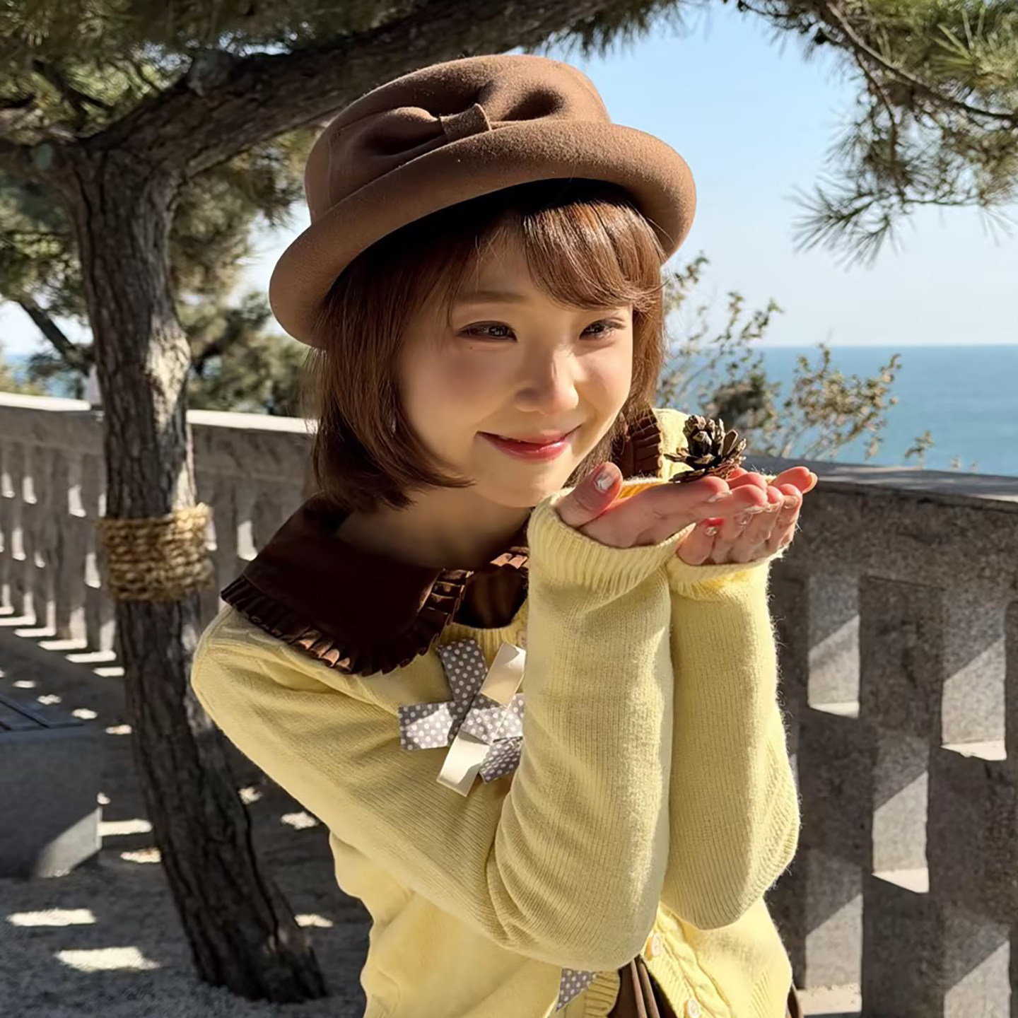 秋冬复古羊毛呢蝴蝶结卷边平顶礼帽女法式留洋千金风优雅气质盆帽