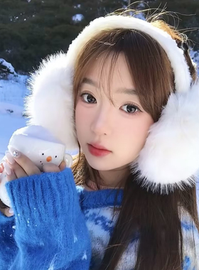 白色毛绒耳罩女2025新款冬季保暖防寒耳包加绒耳捂子防冻耳套耳暖