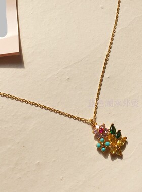 AS-SS-025 绝美艺术感 镀真金镶仿水晶!外贸出口美国轻奢原单项链