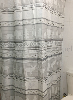 JJZS-YL-035 美式质朴风格!外单外贸出口美国原单 涤纶布浴帘窗帘