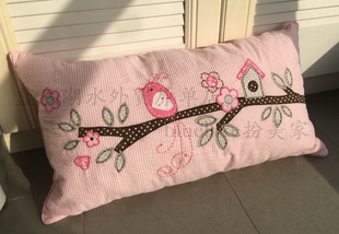 JJZS-YZ-037温馨精美外贸出口美国订单原单纯棉刺绣腰枕靠腰含芯