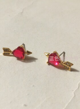 AS-SS-025 有爱 原装耳堵 镀黄金镶仿红宝石外贸出口美国耳钉耳饰