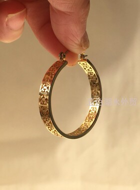 AS-SS-050 超大牌牛货 外贸出口美国原单 镀真金耳饰耳环镂空花纹