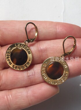 AS-SS-050 镀K金镶仿玳瑁 经典老钱范 外贸出口美国原单 首饰耳坠