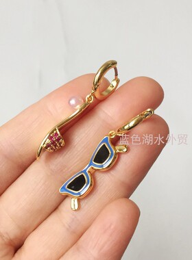 AS-SS-025 镀真金镶仿钻石精巧别致!外贸出口美国轻奢大p原单耳坠