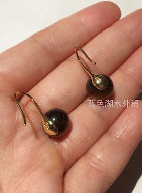 AS-SS-050 别致 大牌打标 外贸出口美国原单镀金仿虎眼石耳饰耳坠