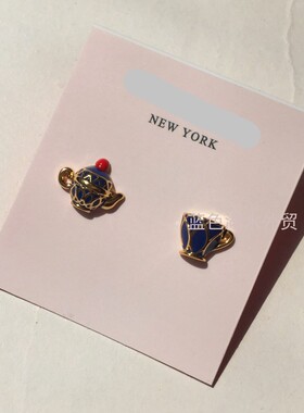 AS-SS-025 精致有趣 黄铜镀真金珐琅彩耳钉!外贸出口美国轻奢耳饰