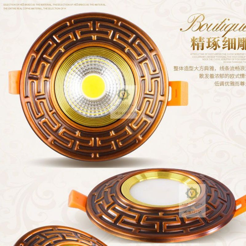 新中式全铜射灯led嵌入式家用天花灯客厅别墅筒灯7.5牛眼灯吊顶灯