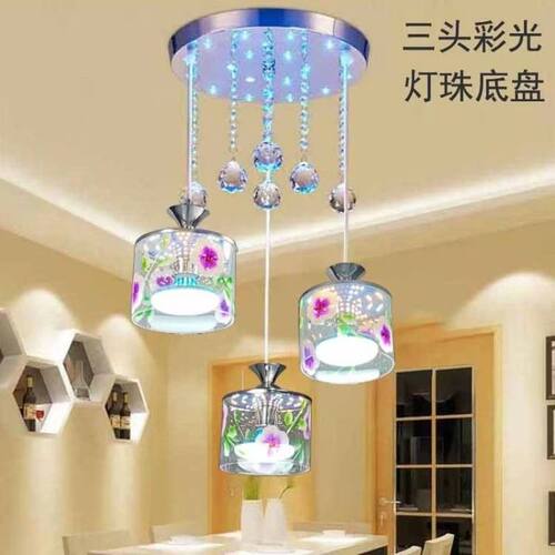 LED三头餐厅吊灯四头吧台玻璃吊灯餐吊灯现代简约单头饭厅餐桌灯