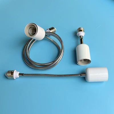 E27转E27加长灯座风扇灯灯泡螺口转换器加长杆万向金属软管延长座