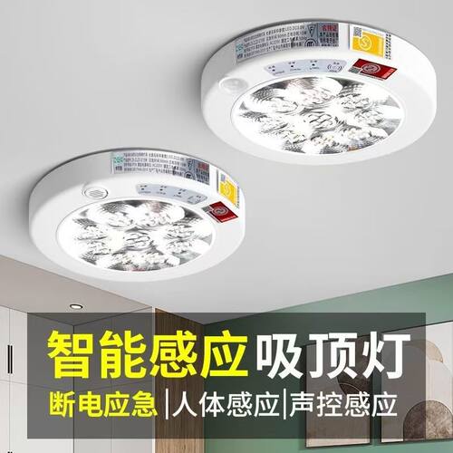 消防应急声光控吸顶灯人体感应红外线led带应急声控灯楼道走廊灯