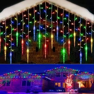 太阳能冰条灯 屋顶装饰灯彩灯串冰 冰条冰锥雪花装饰灯光氛围灯