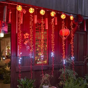 开业庆典新年春节装饰炮竹彩灯led电子鞭炮串灯带响过年仿真鞭炮